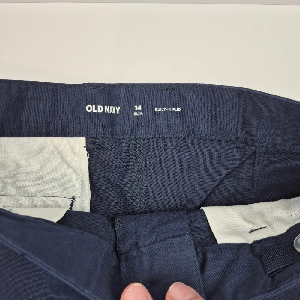 Old Navy Slim Uniform Shorts Adjustable Waist Navy Blue Twill Kids Size‎ 14 NWT